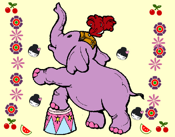 Desenho Elefante pintado por Leandrinha