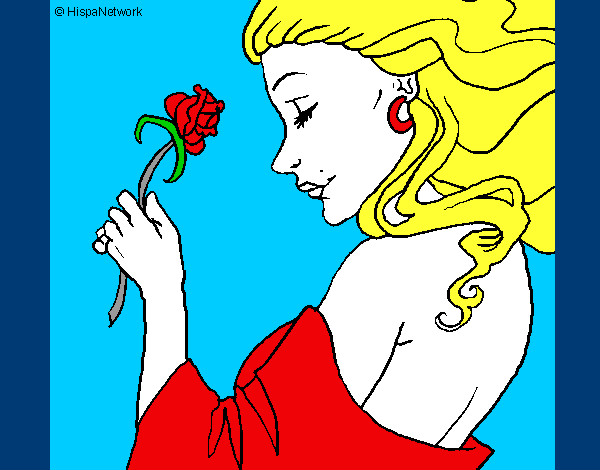 Desenho Princesa com uma rosa pintado por gabii