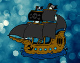 Desenho Barco pirata pintado por cras