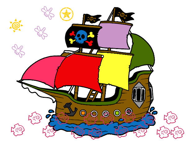 Desenho Barco pirata pintado por Giullia