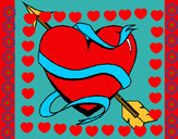 Desenho Coração com seta pintado por fortinho