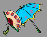 Desenho Leque e guarda-chuva pintado por ryttabr