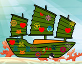 Desenho Navio oriental pintado por Arthu