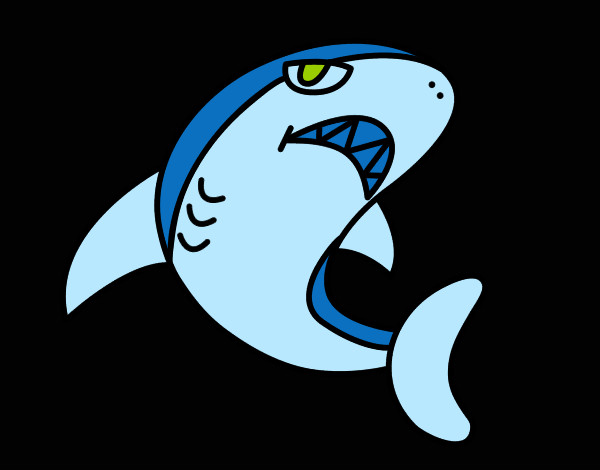 Desenho Tubarão nadando pintado por edineiacg