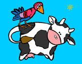 Desenho Vaca e Pássaro pintado por Priscilak