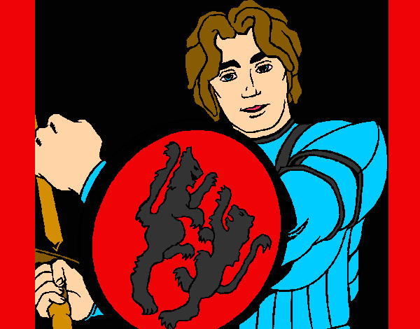 Desenho Cavaleiro com escudo de leão pintado por edineiacg