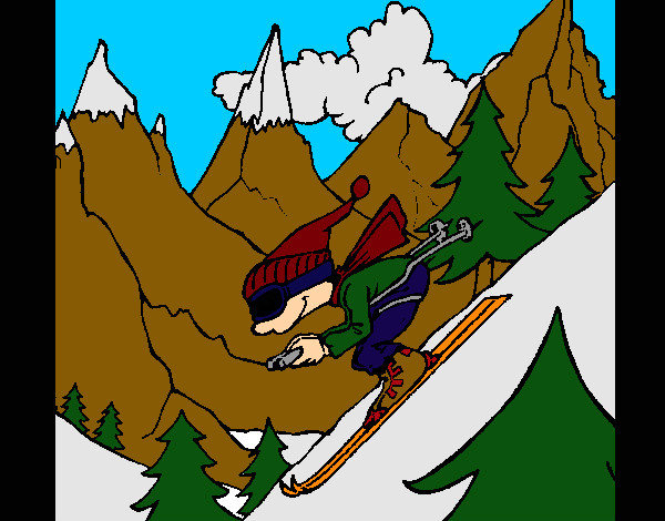 Desenho Esquiador pintado por cras