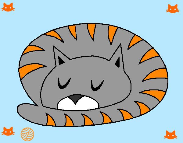 Desenho Gato a dormir pintado por vycklinda