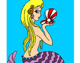 Desenho Sereia e pérola pintado por mariazinha