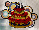 Desenho Torta de Aniversário pintado por cras