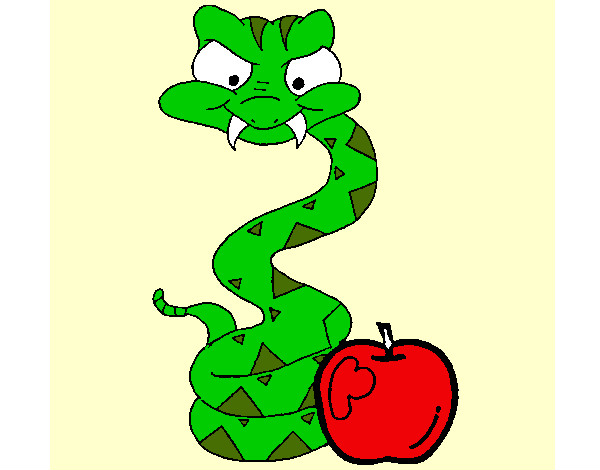 Desenho Serpente e maçã pintado por lucky