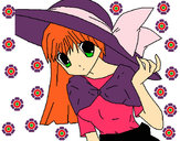 Desenho Menina com chapéu pamela pintado por Caah