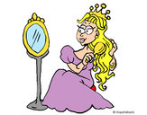 Desenho Princesa e espelho pintado por luas
