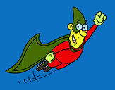 Desenho Super-herói voando pintado por Vanuza