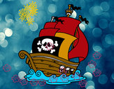 Desenho Navio de piratas pintado por Henri