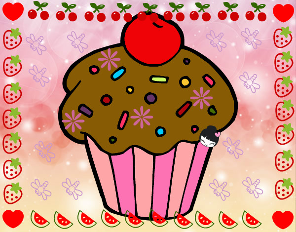Desenho Brownie com cereja pintado por Bonnie