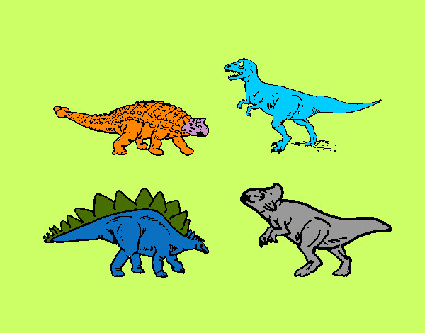 Desenho Dinossauros de terra pintado por super
