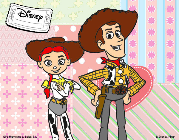 Desenho Jessie e Woody pintado por euller