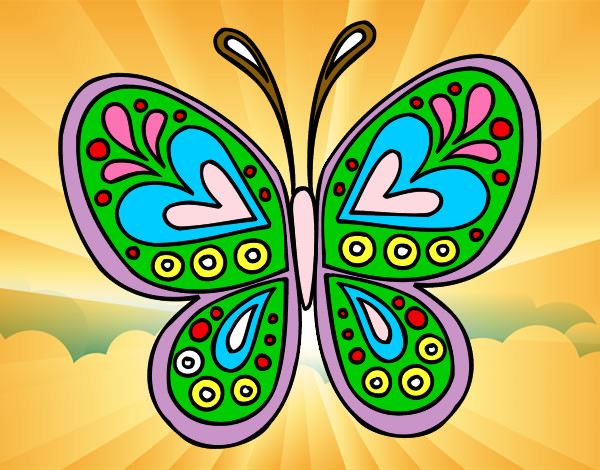 Desenho Mandala borboleta pintado por lukas