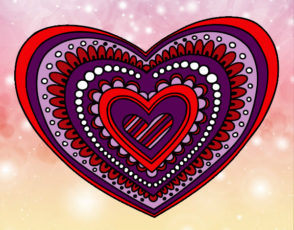 Desenho Mandala coração pintado por FabiK