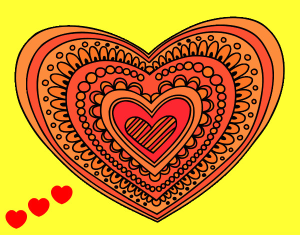 Desenho Mandala coração pintado por upanime