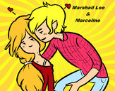 Desenho Marshall Lee e Marceline pintado por isabele