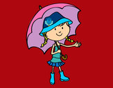 Desenho Menina com guarda-chuva pintado por missmirim