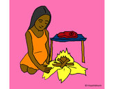 Desenho Mulher a cozinhar pintado por soniaassis