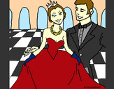 Desenho Princesa e príncipe no baile pintado por sissapaz