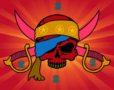 Desenho Símbolo pirata pintado por caveira