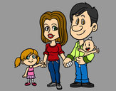 Desenho Família feliz pintado por Teresinha