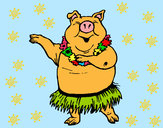 Desenho Porco havaiano pintado por ImShampoo
