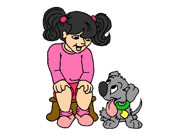 Garotinha e seu cachorrinho