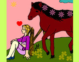 Desenho Menina e cavalo pintado por missmirim