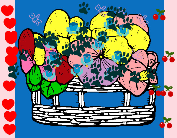 Desenho Cesta de flores 12 pintado por toia