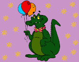 Desenho Crocodilo com balões pintado por ImShampoo
