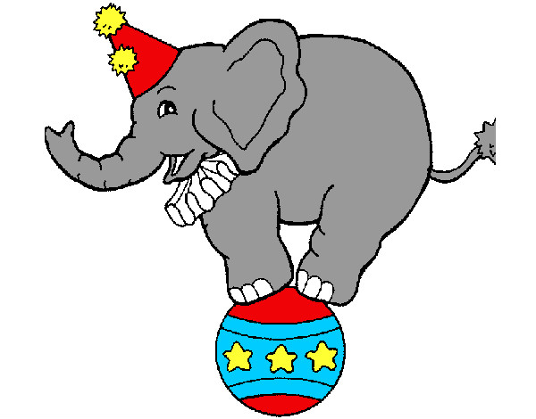 Desenho Elefante em cima de uma bola pintado por matheus150