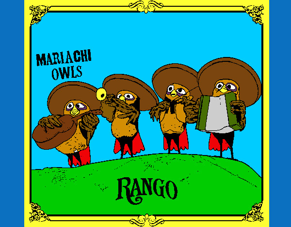 Desenho Mariachi Owls pintado por vovocelso