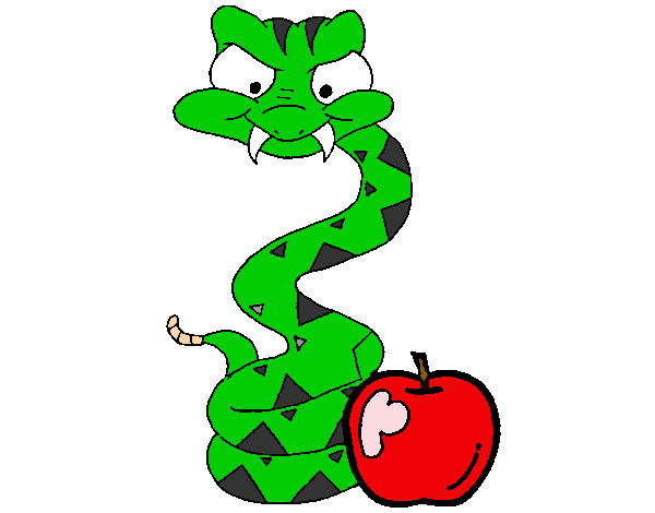 Desenho Serpente e maçã pintado por ReiDavi