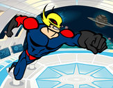 Desenho Super-herói sem uma capa pintado por kassiano