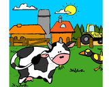 Desenho Vaca na quinta pintado por ImShampoo