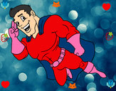 Desenho Superherói voando pintado por hannawany