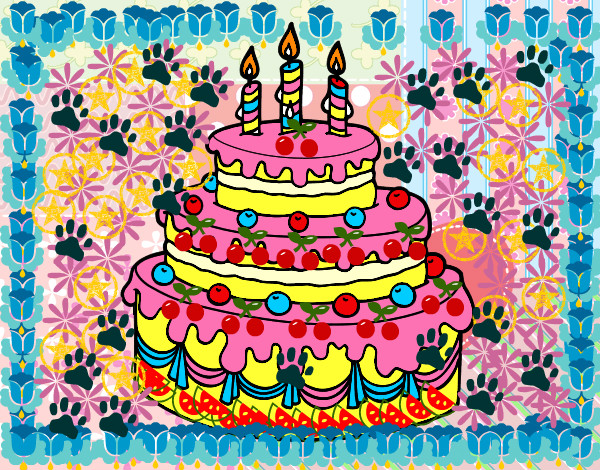 Desenho Torta de Aniversário pintado por toia