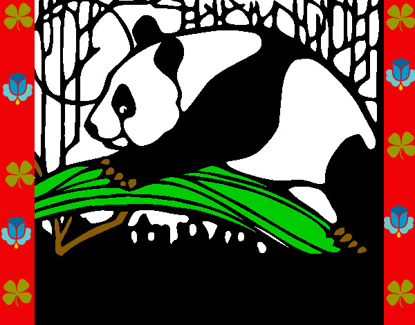 Desenho Urso panda a comer pintado por kaylainecm