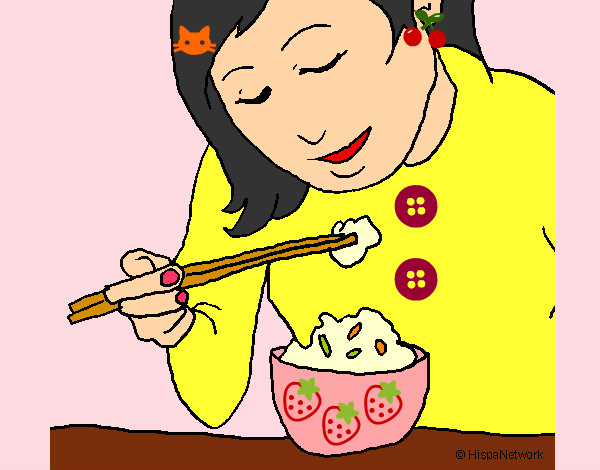Desenho A comer arroz pintado por ImShampoo
