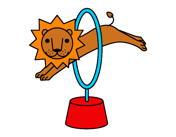 Desenho Leão saltando pintado por luanderson