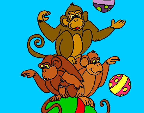Desenho Macacos a fazer malabarismos pintado por ImShampoo