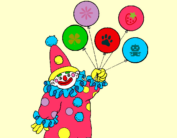 Desenho Palhaço com balões pintado por ImShampoo