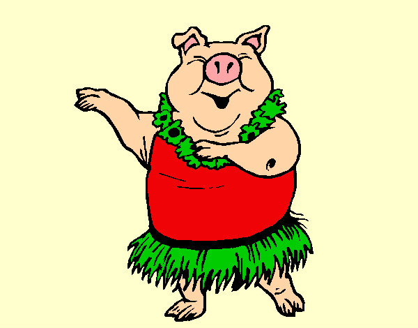 Desenho Porco havaiano pintado por multion
