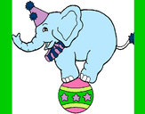 Desenho Elefante em cima de uma bola pintado por isabelle23